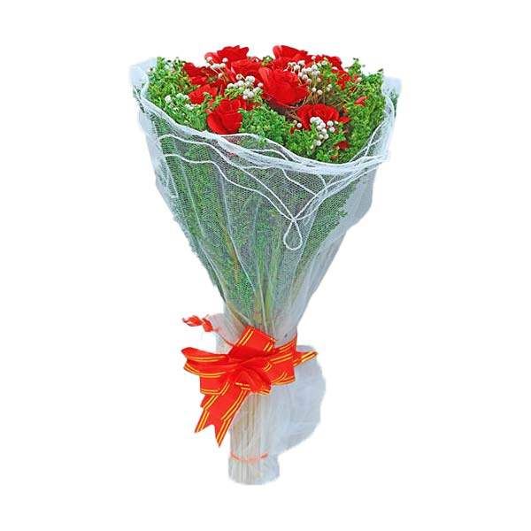 Palm Red Rose Blossom Bouquet.jpg